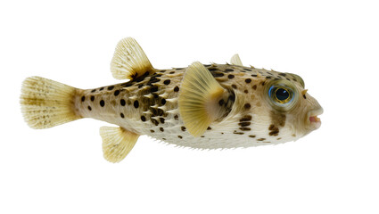 Porcupinefish with sharp spines and dark spots © Ari