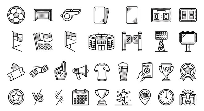 Set of soccer and football icons
