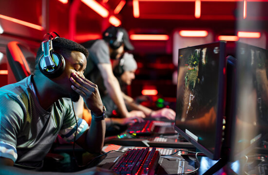 Frustrated esports player at pc gaming tournament