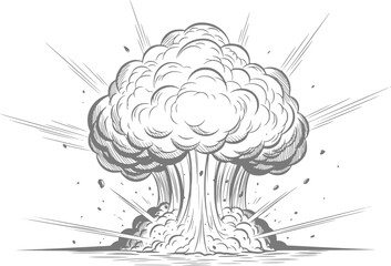 Comic book style explosion cloud with radiating lines and debris © Md_Rakib