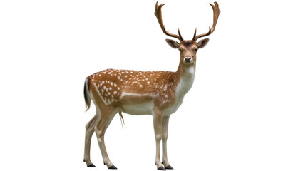 Fototapeta premium Fallow deer buck with large antlers and spotted coat standing