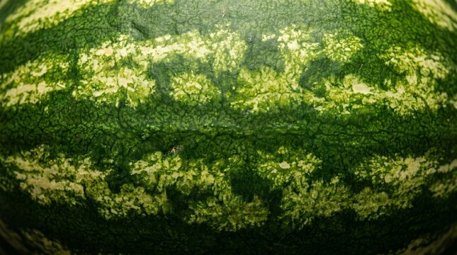 Close up background texture of a green striped watermelon rind