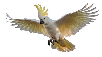Sulphur-crested cockatoo in flight with wings spread © Ari