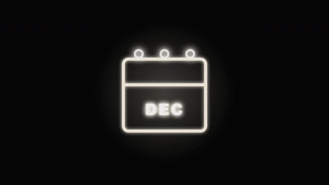 December calendar symbols glowing in dark space for corporate event scheduling