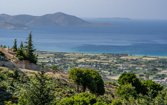 Kos, Greece, view from the northern slopes of Mt Dikeos to Pserimos island