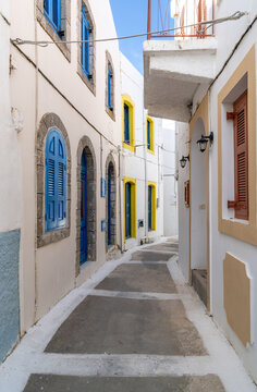 NIsyros (Nisiros) Island, Greece, colorful houses in Mandraki village