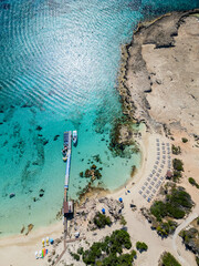Obraz premium Cyprus, Ayia Napa, aerial view of Makronissos beach on sunny day