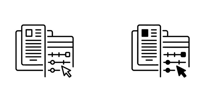 Document settings icon with adjustment sliders and mouse cursor, document