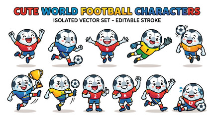 Fototapeta premium Cute cartoon football player characters.