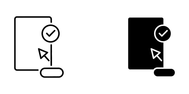 Digital document approval and user interface selection button icon with document