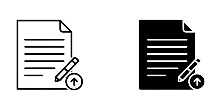 Document editing and upload icon set for digital workflow with document