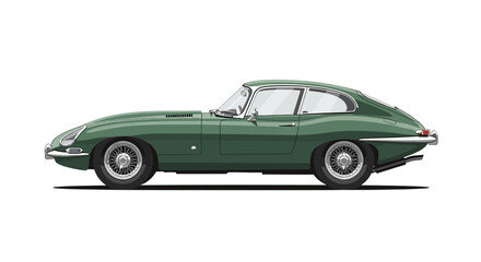 Fototapeta premium Classic Green Vintage Sports Car Side.
