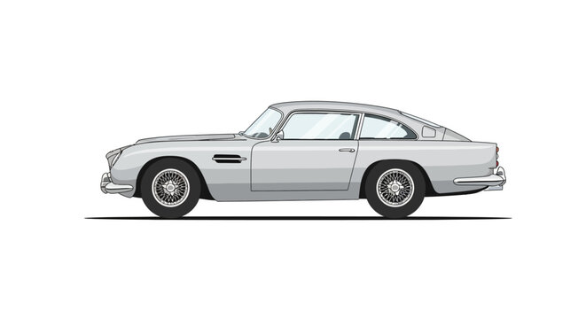 Classic Silver Vintage Luxury Sports Car.
