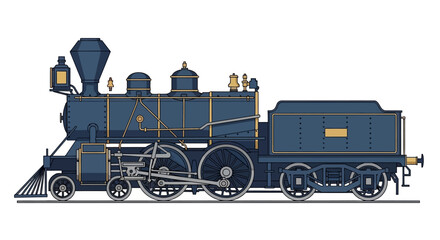 Vintage steam locomotive train engine. © Queen