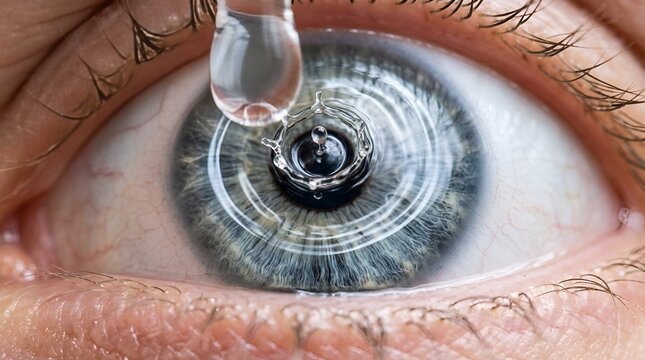 Eye with Drop: Macro Vision of hydration and clarity