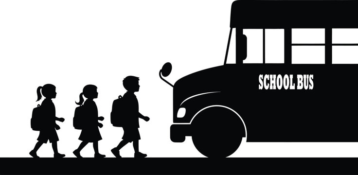 Children Boarding School Bus in Morning Light, Safe Transportation Scene