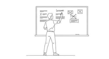Fototapeta premium Man Writing on Whiteboard, Business Meeting, Planning and Strategy