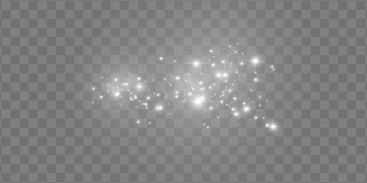Glowing light effect with many glitter particles isolated on transparent background. Vector starry cloud with dust. Magic christmas decoration	
