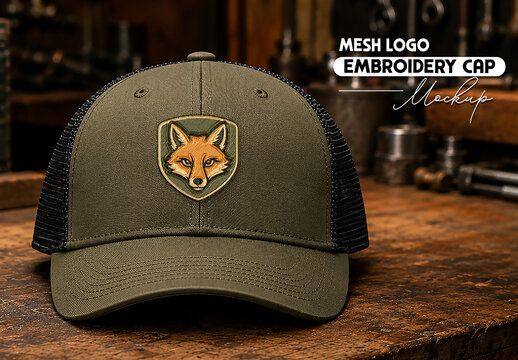 Mesh Logo Embroidery Cap Mockup