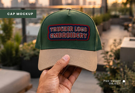 Trucker Logo Embroidery Cap Mockup