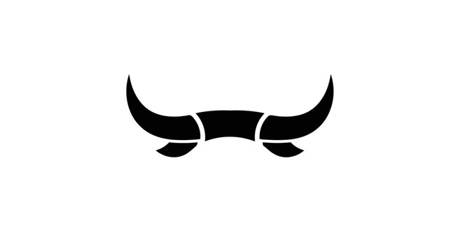 Black bull horns decorative symbol icon.