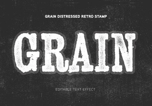 Grain Distressed Retro Stamp Text Effect