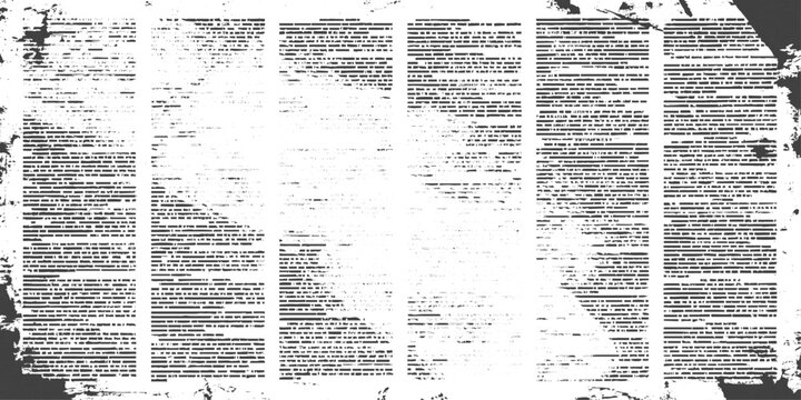 Grunge old newspaper texture background with vintage black and white print, distressed editorial typography, rough antique paper surface, retro monochrome design