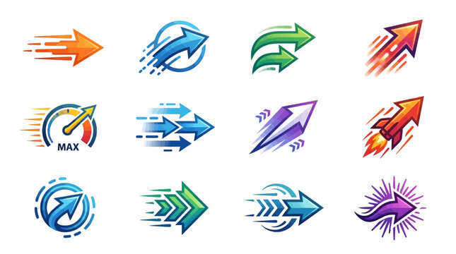 Collection of colorful arrow icons.