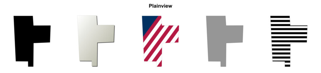 Obraz premium Plainview (California) blank outline map