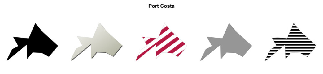 Obraz premium Port Costa (California) blank outline map