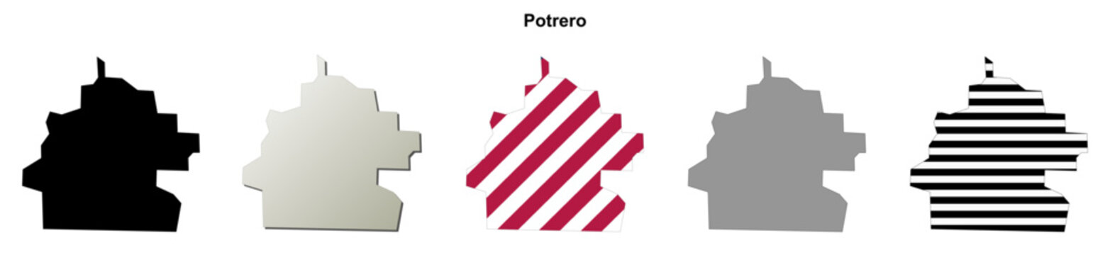 Potrero (California) blank outline map