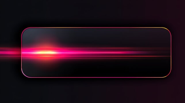 Rounded rectangular tech banner template with glowing horizontal neon red laser light streak on dark background