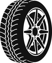 Fototapeta premium Black Car Tire Vector Illustration