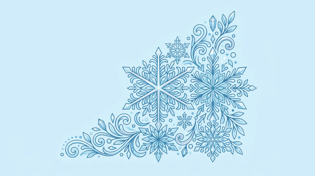 Intricate Ornate Snowflake Pattern with Lace and Frosty Motifs in Blue.