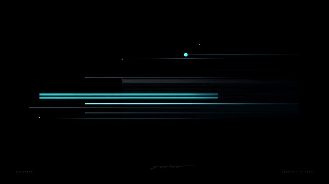 Minimalist high tech digital background with abstract blue neon speed lines and data stream dots on dark black wallpaper