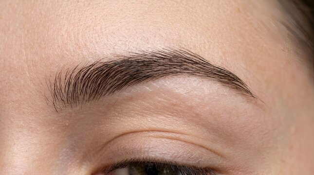 Close-up of a perfectly shaped eyebrow, beauty and skincare concept