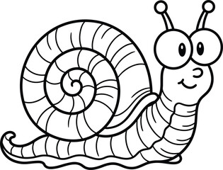 Cute cartoon snail vector illustration outline character for kids coloring page book isolated on white © Limon