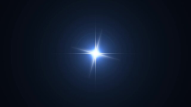 Sparkling single star twinkle, twinkle star burst glitter sparkle, flat vector blinking shining light twinkling effect glowing on black screen, starry sky festive overlay. 4K seamless looping motion