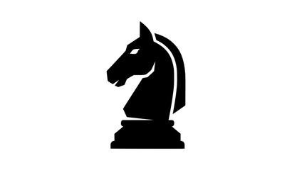 Classic chess knight piece black silhouette icon or logo vector © akash