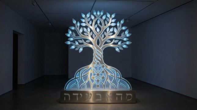 Tree of Life glowing in abstract radiant form symbolizing Kabbalah mysticism, unity, and spiritual devotion