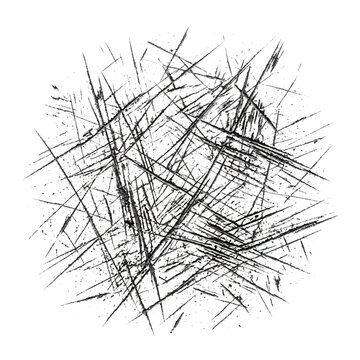Black scratched lines on white background  abstract grunge texture transparent background