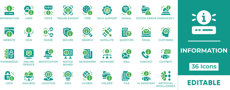 Information Tech Support Help Desk Customer Service Vector Icon Set