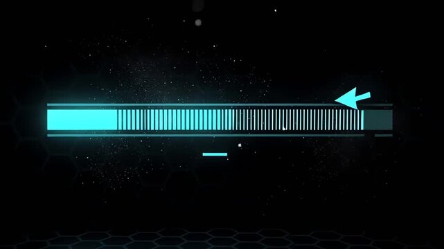 Digital futuristic loading bar with cursor animation.