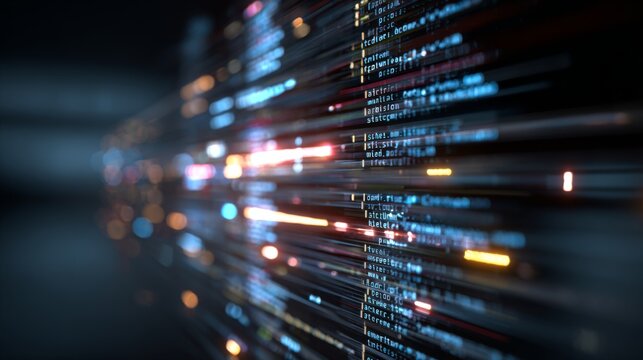 Glowing Data Streams with Coding Interface and Programming Elements in Motion