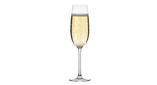 Champagne flute with bubbles on black glass