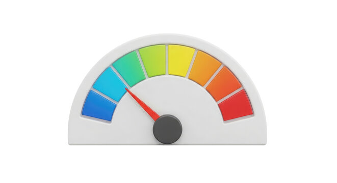 Colorful gauge meter with red needle dial