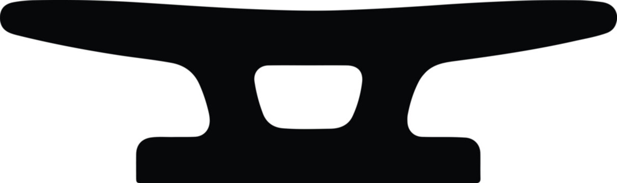 Silhouette design boat cleat isolated black icon minimalist marine equipment vector