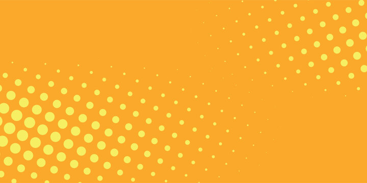 Yellow halftone pattern. Retro comic gradient background. Bright orange pixelated dotted texture overlay.
