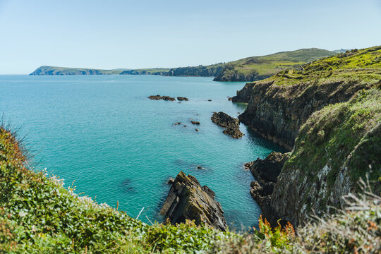 Scenic Ocean View at Fishguard Lower Town in Wales