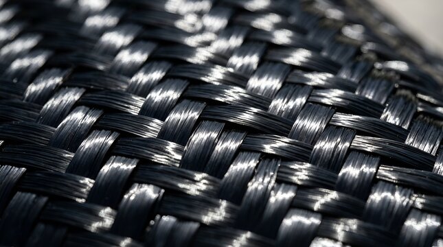 Intricate black woven fiber texture background, close-up